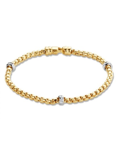 Geelgouden armband met bontjes diamant