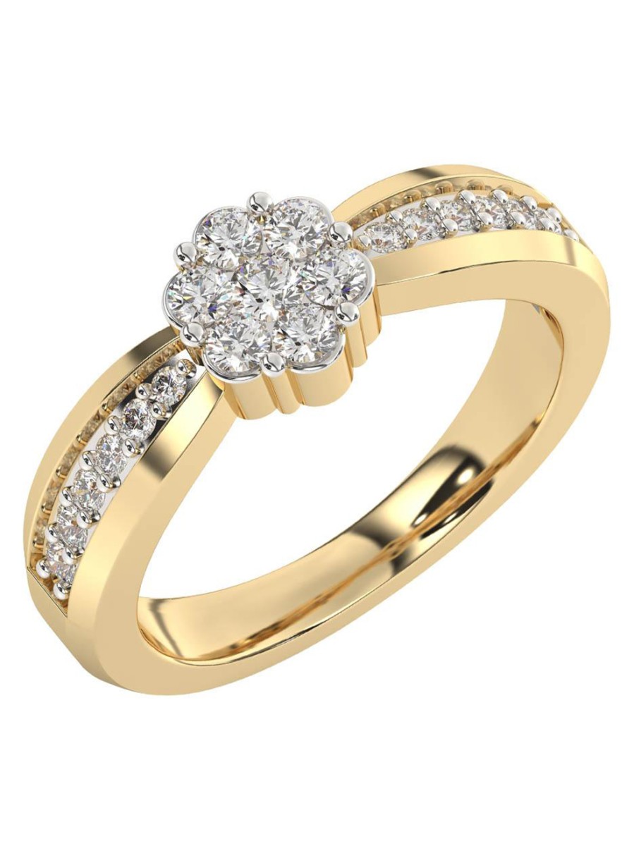 Bicolor ring met diamant rozet 0,60crt