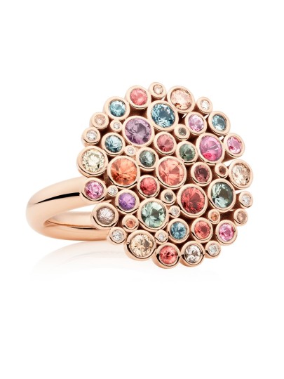 Confetti ring met diamant en saffier