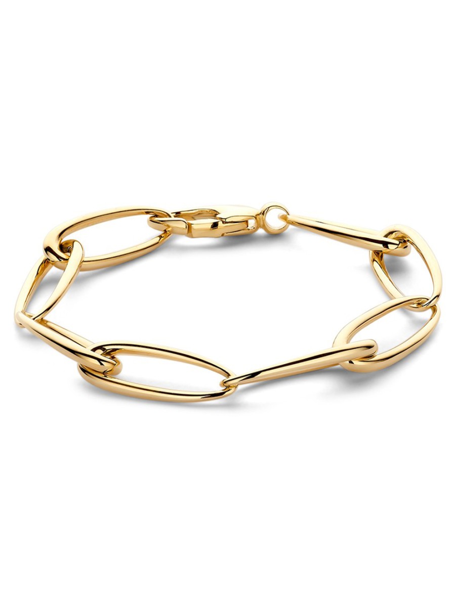 Geelgouden armband met asymmetrische schakels