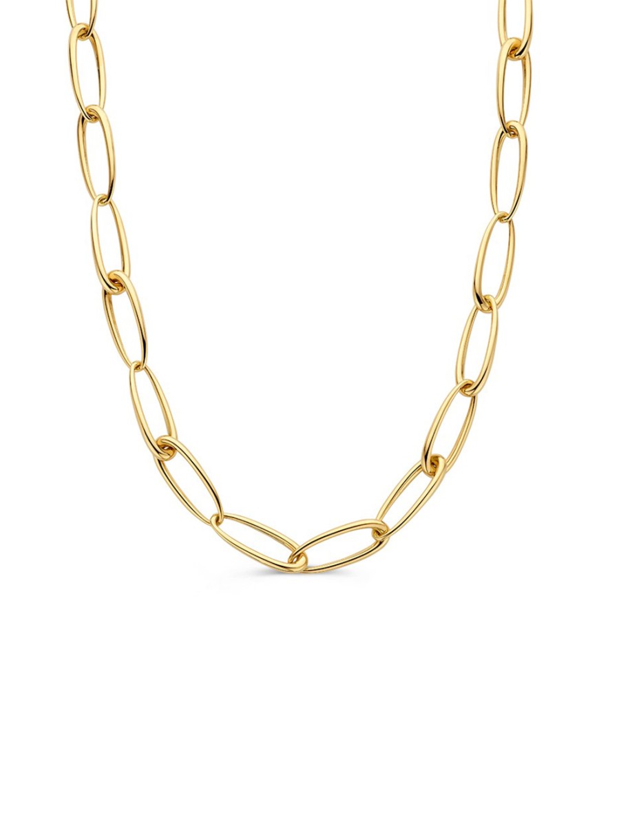 Geelgouden collier met asymmetrische schakel