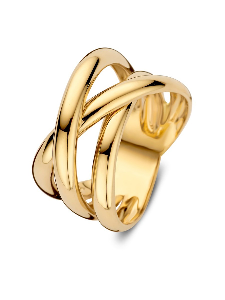 Geelgouden cross-over ring