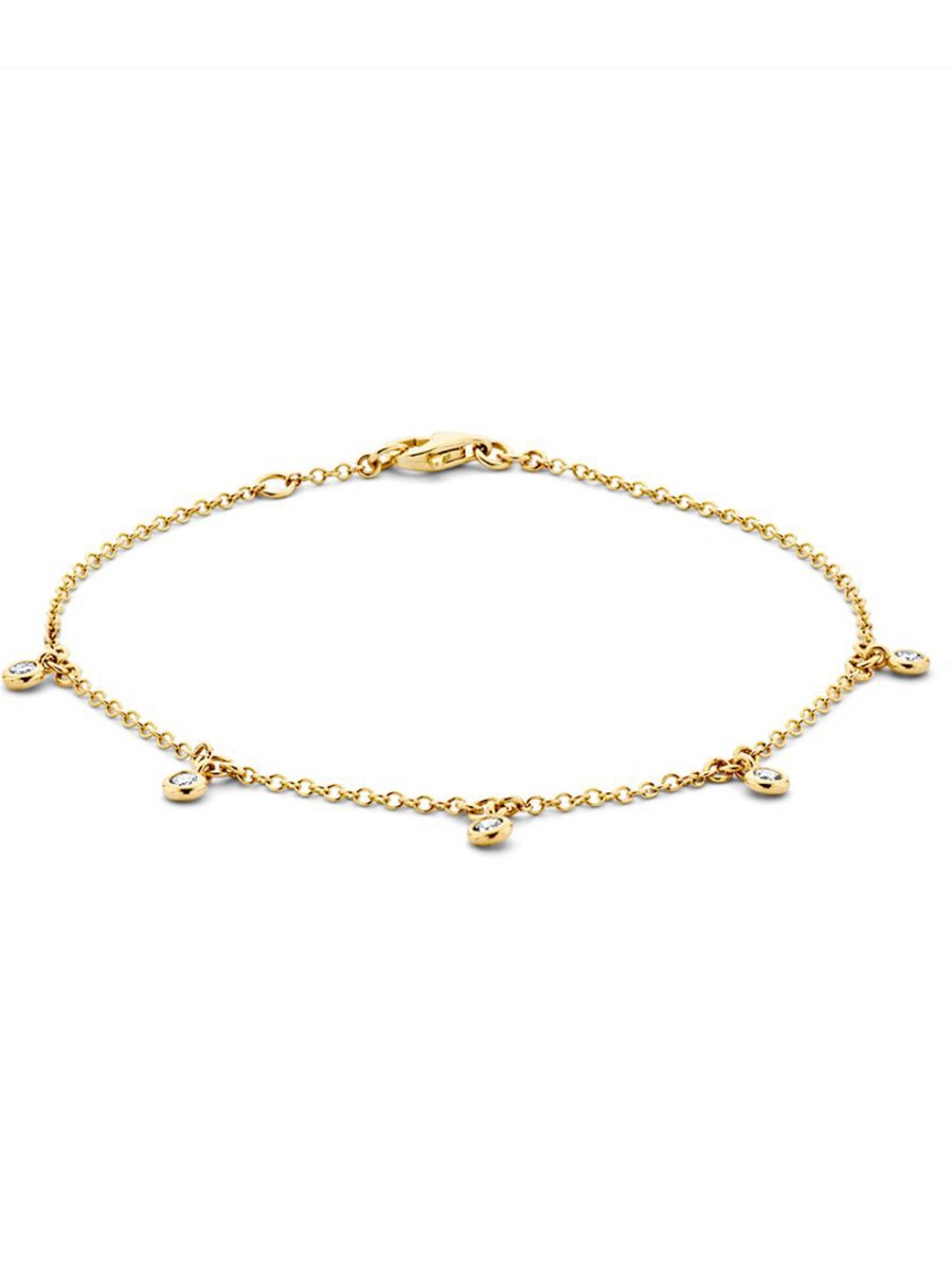 Gouden armband met 5 bedeltjes diamant (0.21ct)