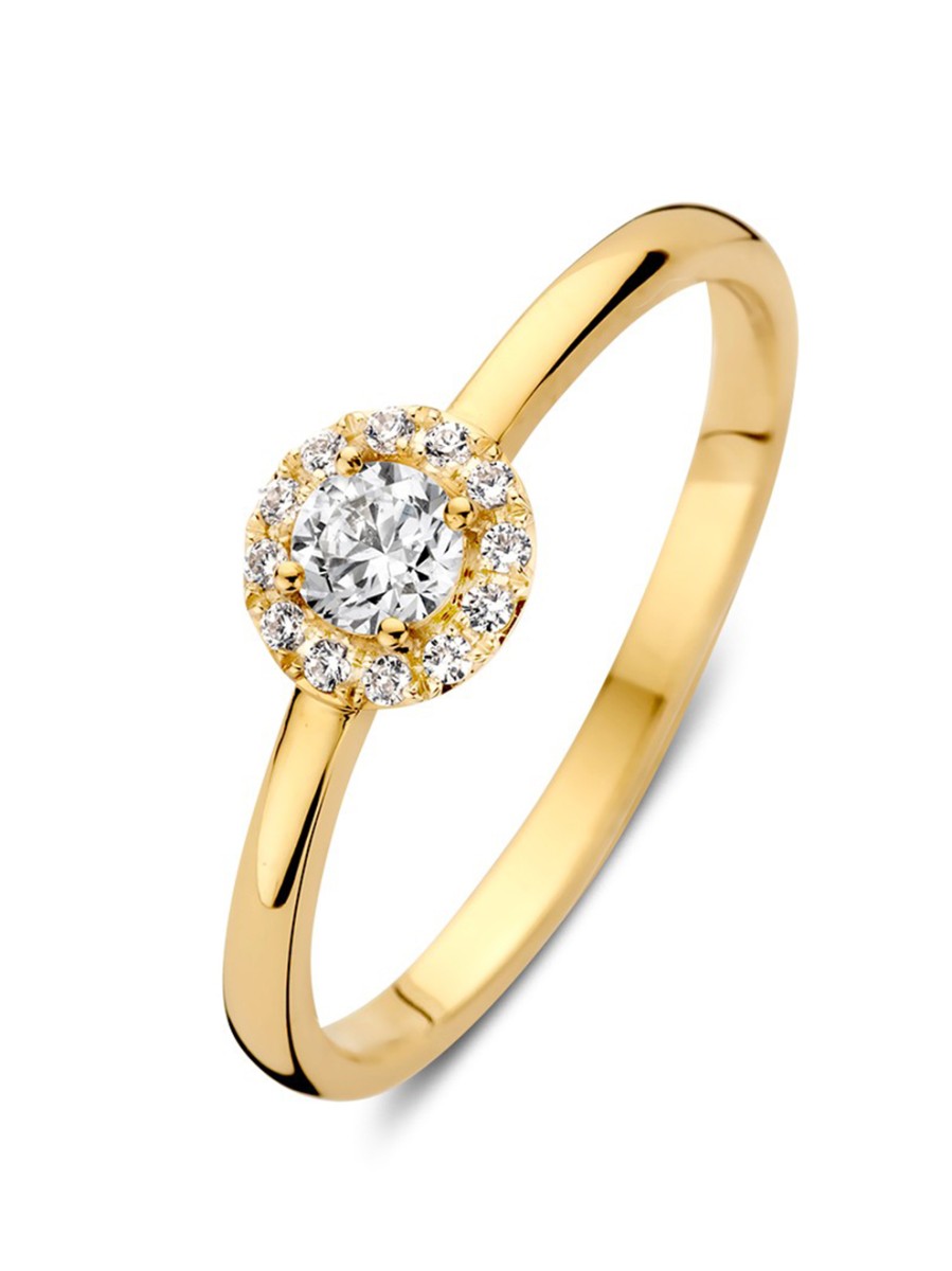 Gouden entourage ring met zirkonia