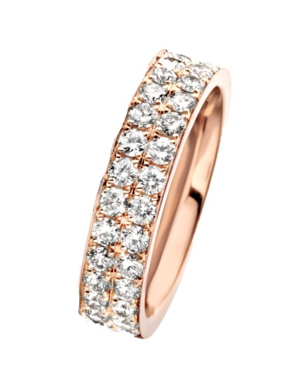 Roségouden ring pavé met diamant