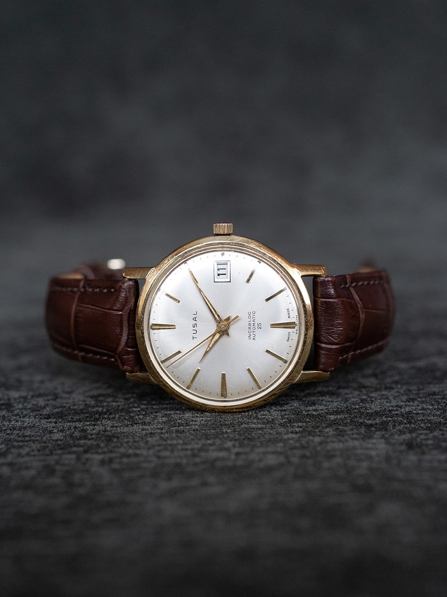 Vintage Geelgouden Tusal Automaat 36mm