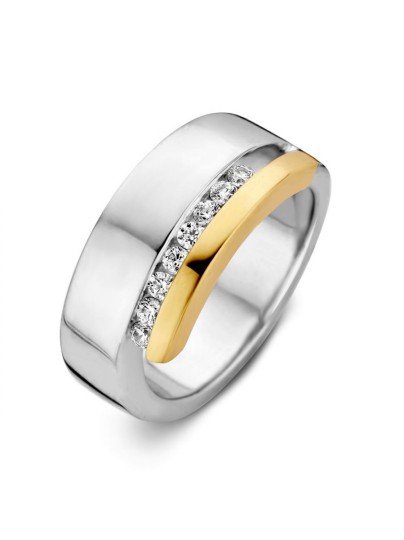 Zilver goud ring met zirkonia