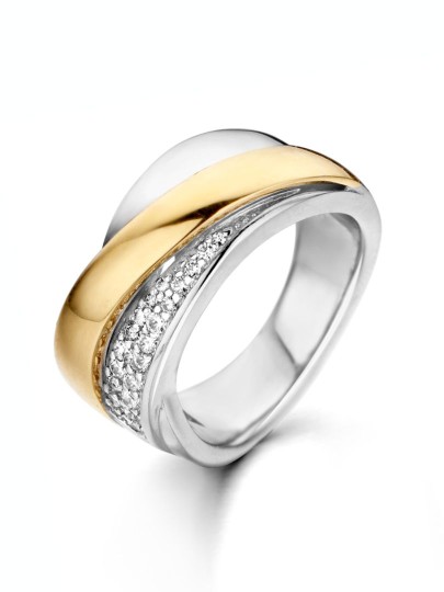 Zilver met goud ring